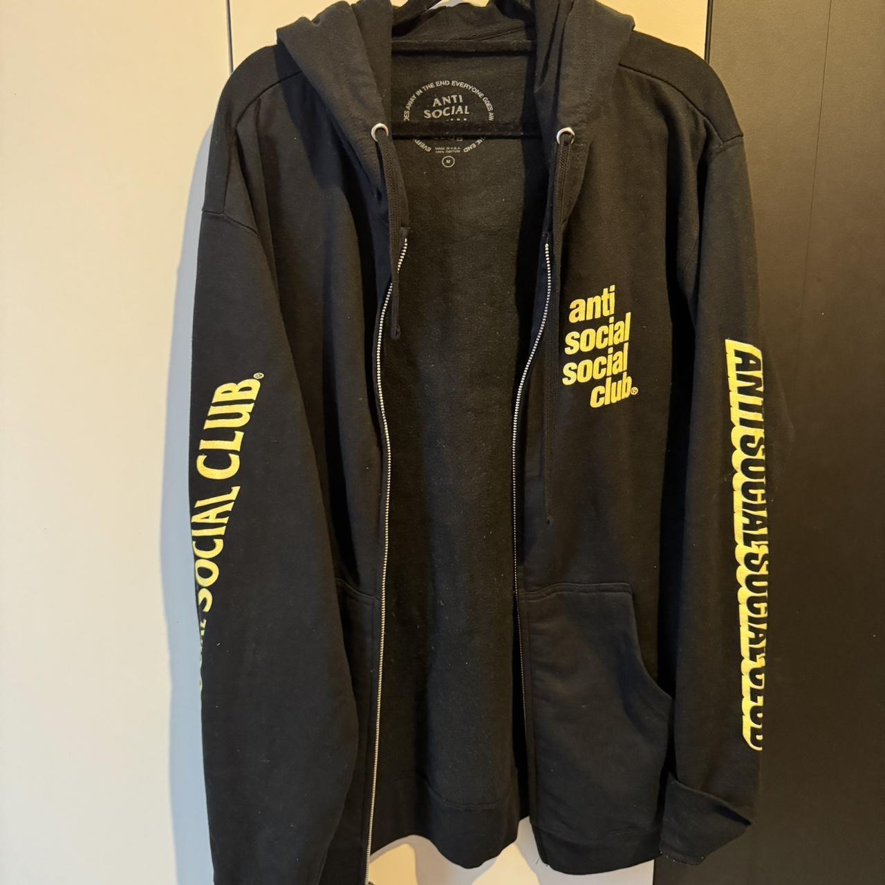 Anti social social club zip up hoodie in black