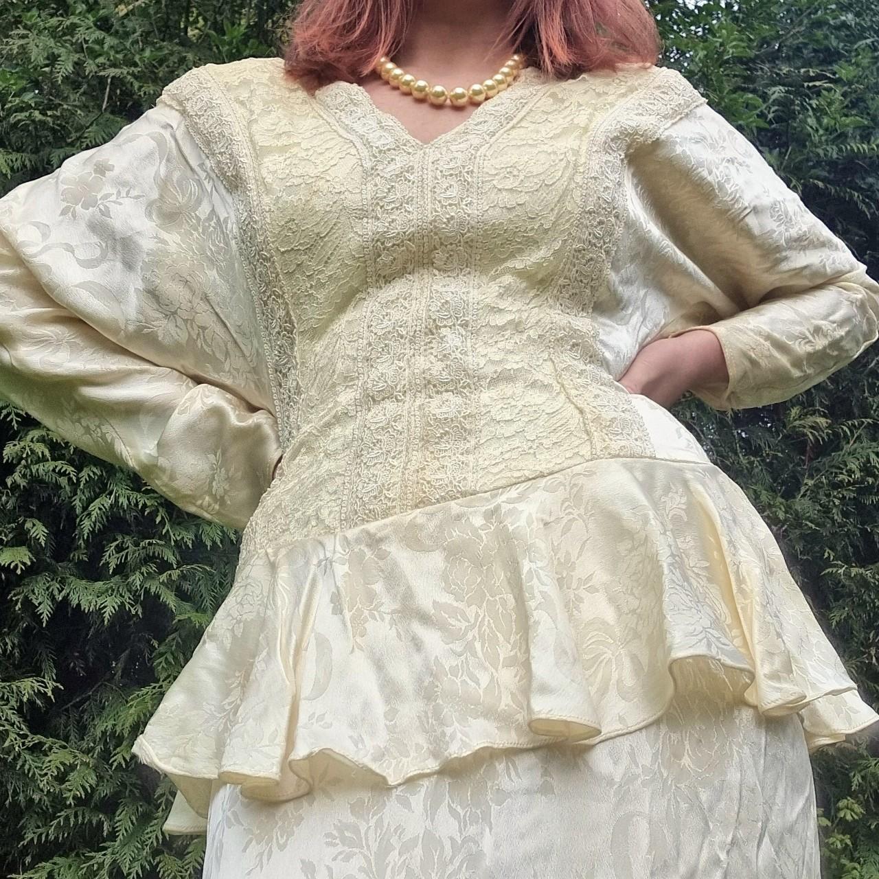 Jessica McClintock Dress Vintage 1980s Lace Adorned Depop   P0 