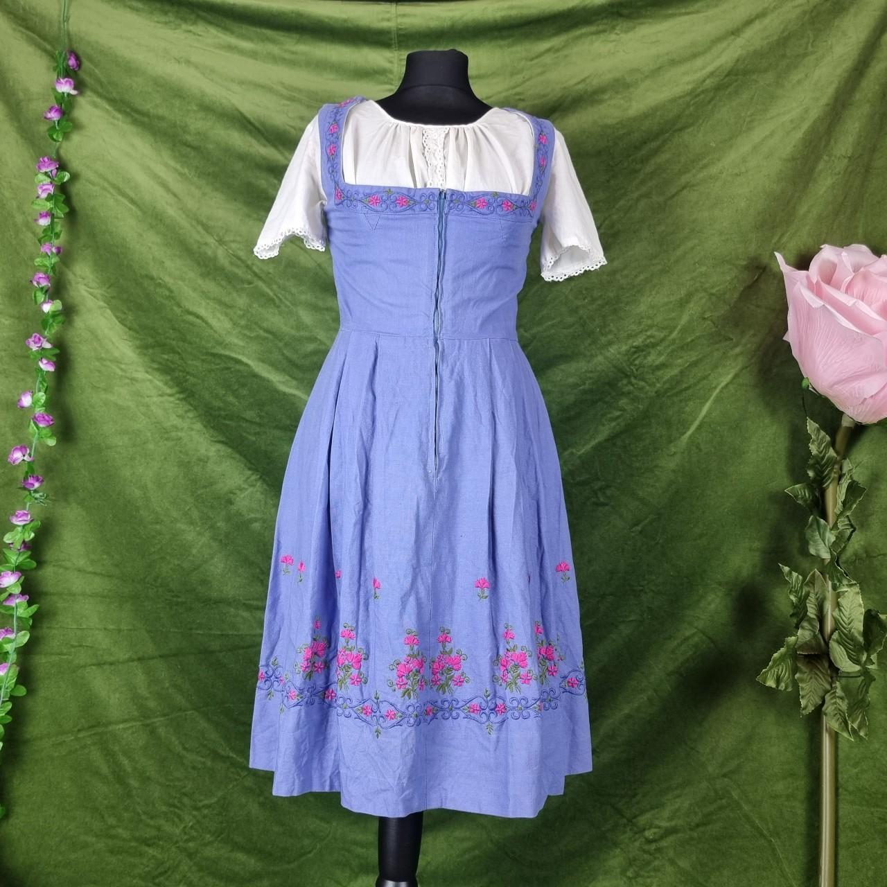 Vintage dirndl dress Lovely 1970s blue dirndl dress... - Depop