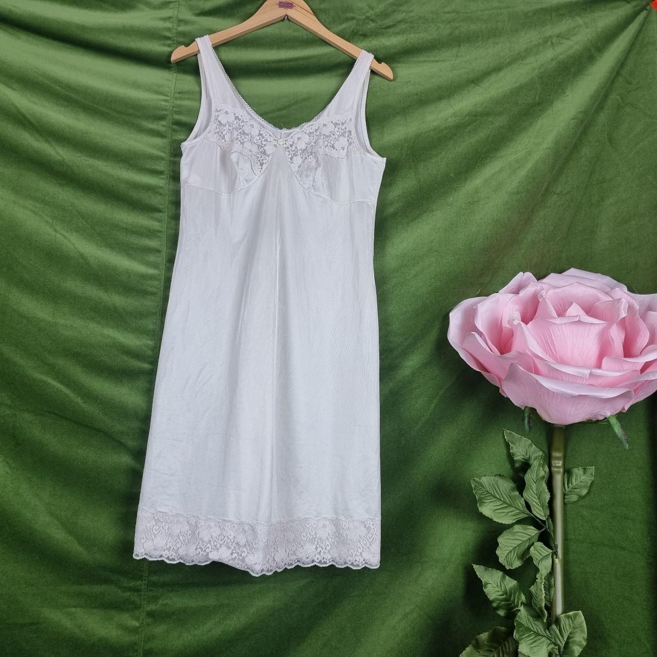 Vintage white slip dress Beautiful 1980s sheer white... Depop