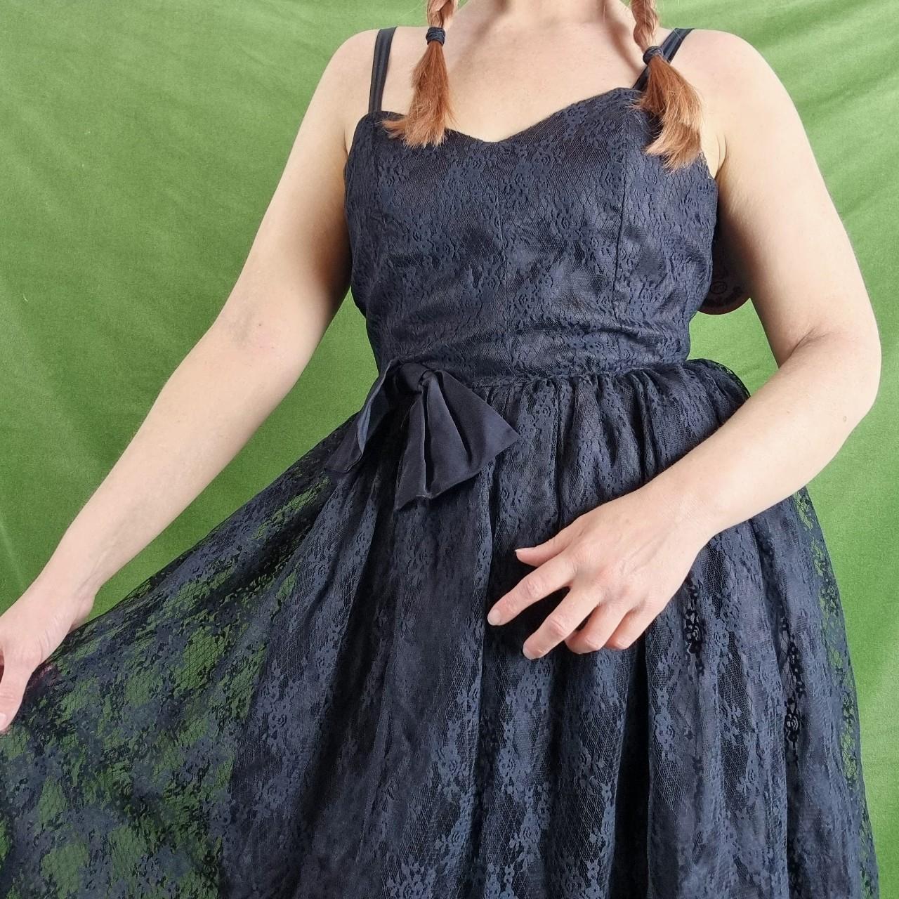 Black party dress Whimsical vintage 1980s gothic a... - Depop