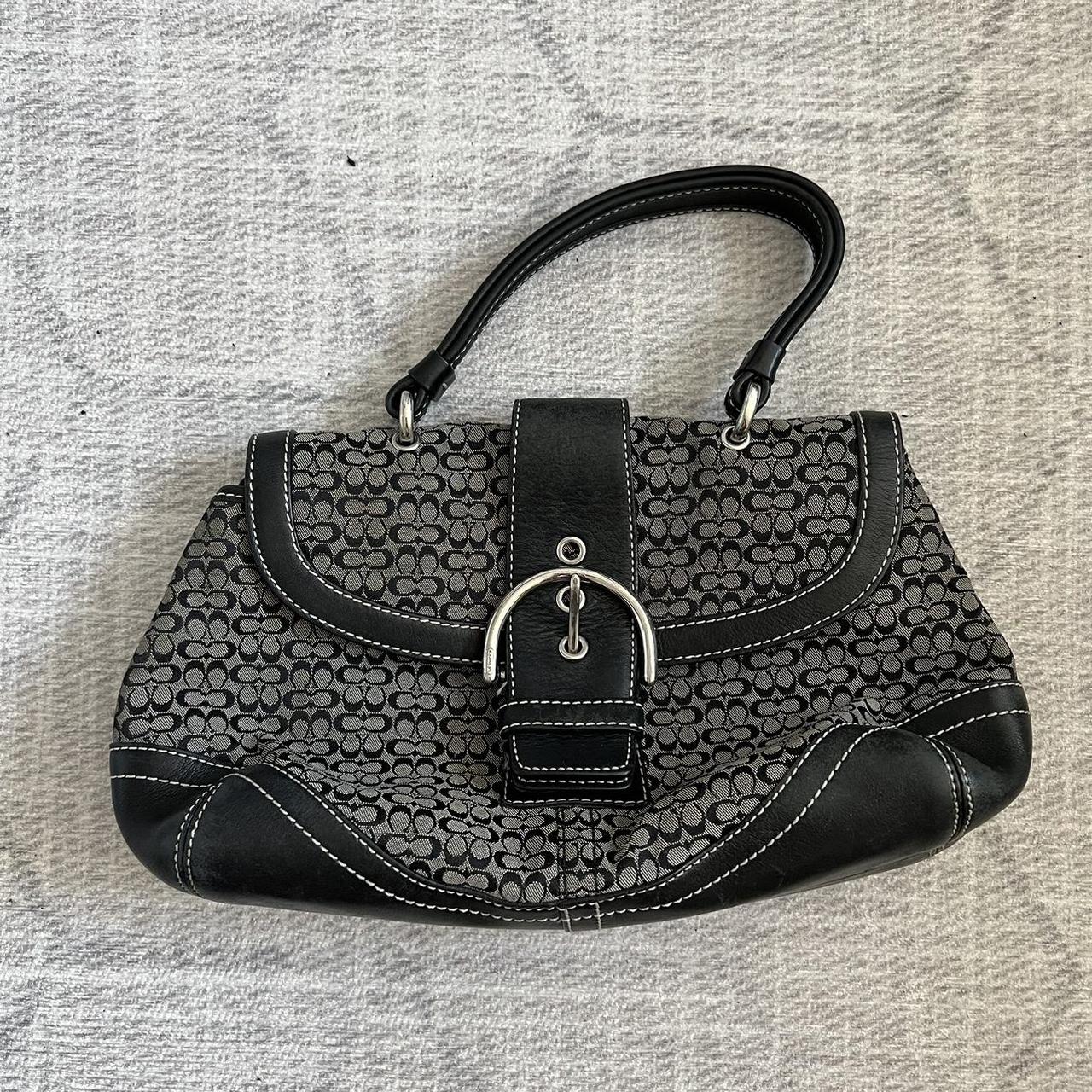 Gray and black online coach purse