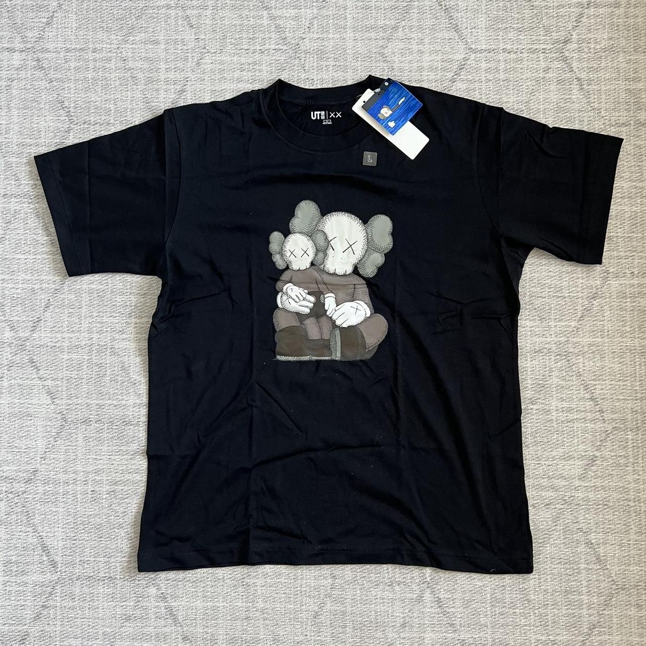 Kaws x Uniqlo Streetwear Men's Black Graphic Tee | Depop