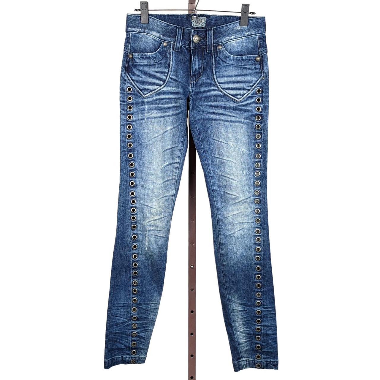 Express Re Rock Skinny Grommet Jeans Medium blue... Depop