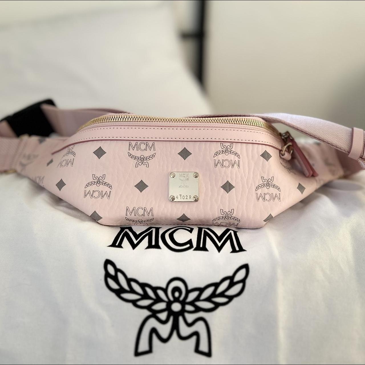 Pink mcm best sale fanny pack