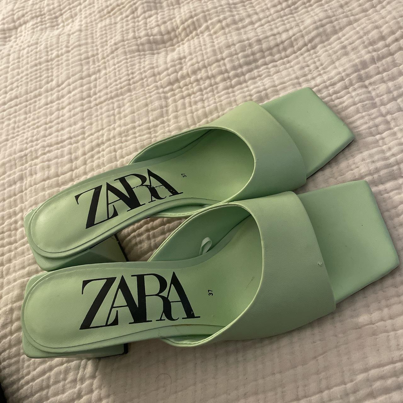 ZARA GREEN HEEL SANDALS - Depop