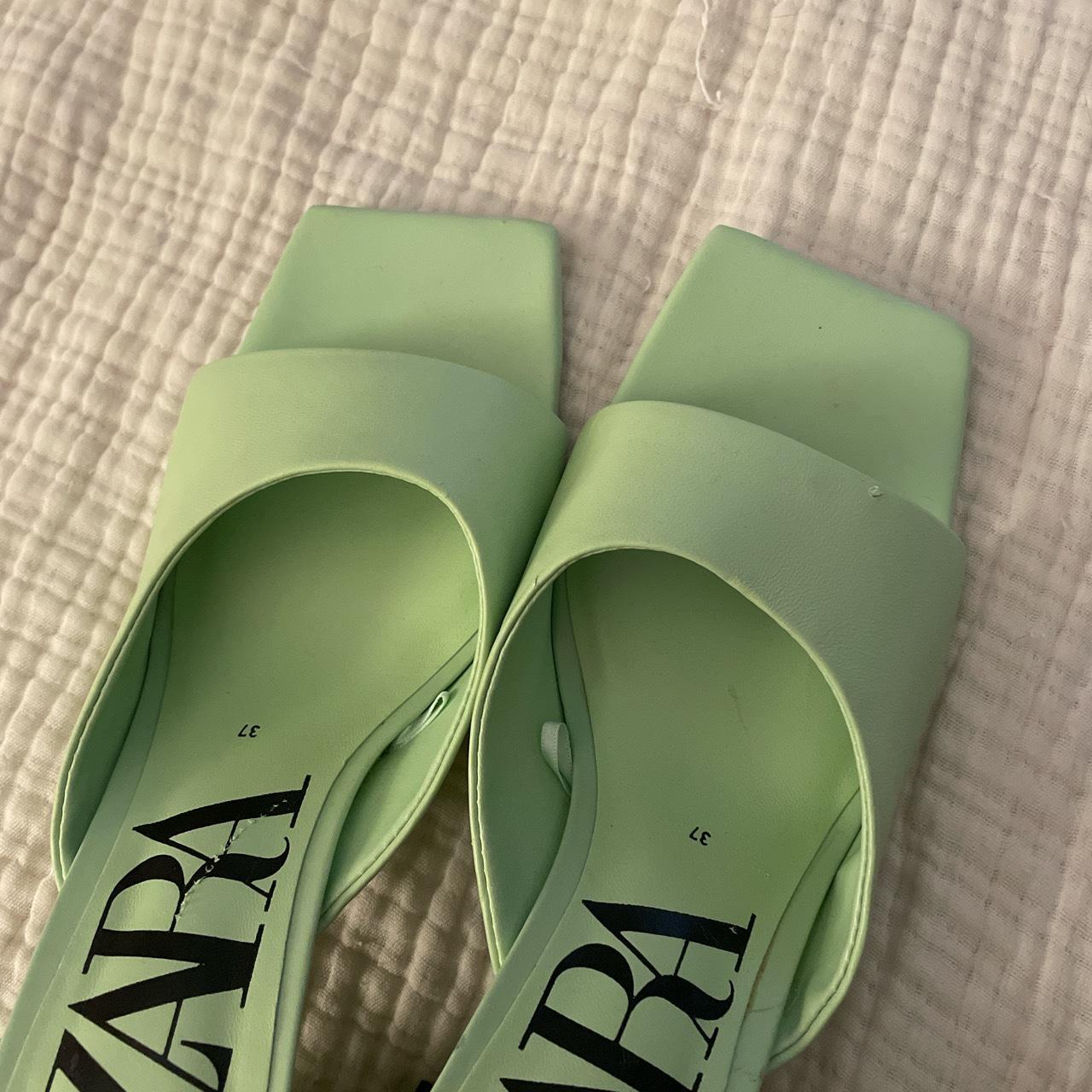 ZARA GREEN HEEL SANDALS - Depop