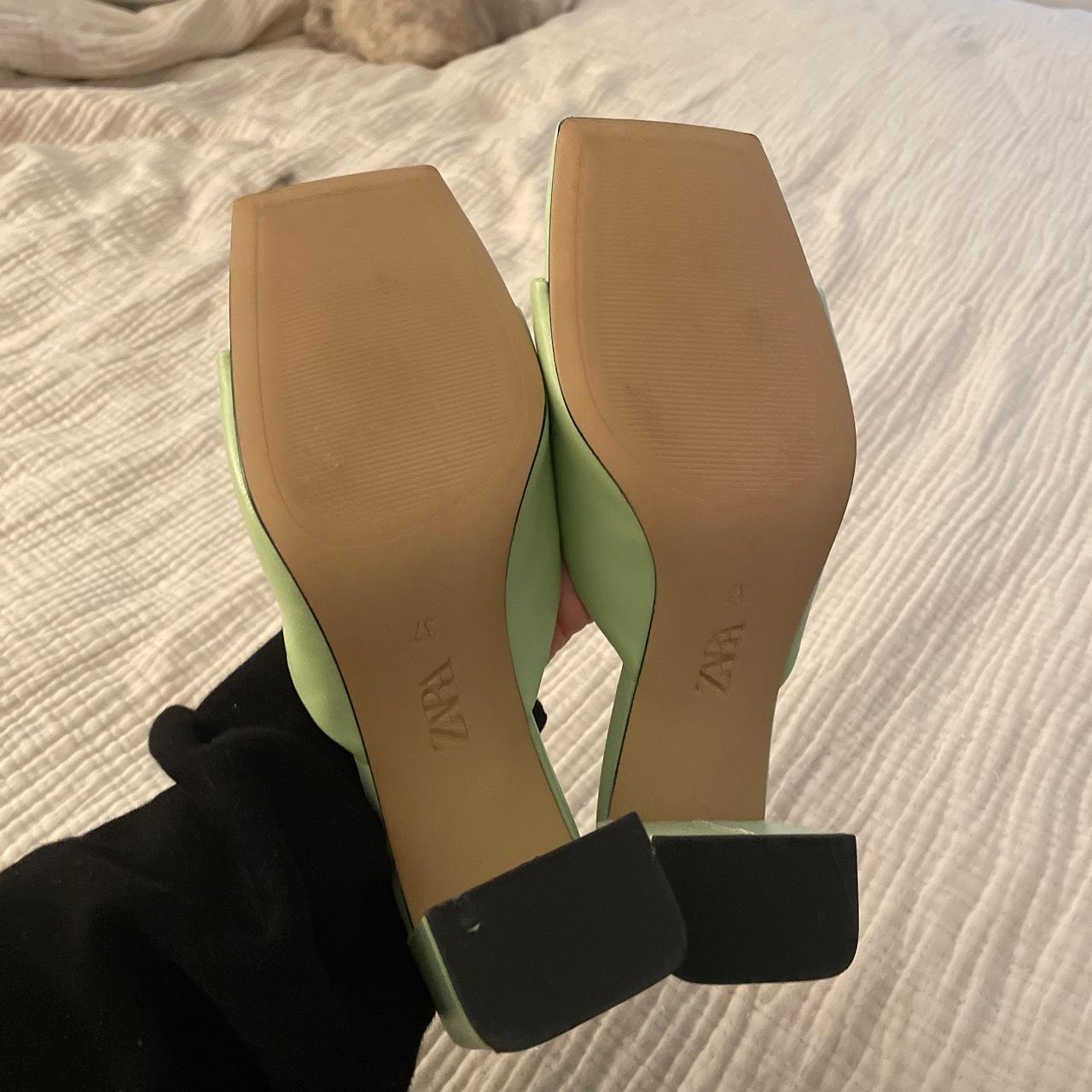 ZARA GREEN HEEL SANDALS Depop