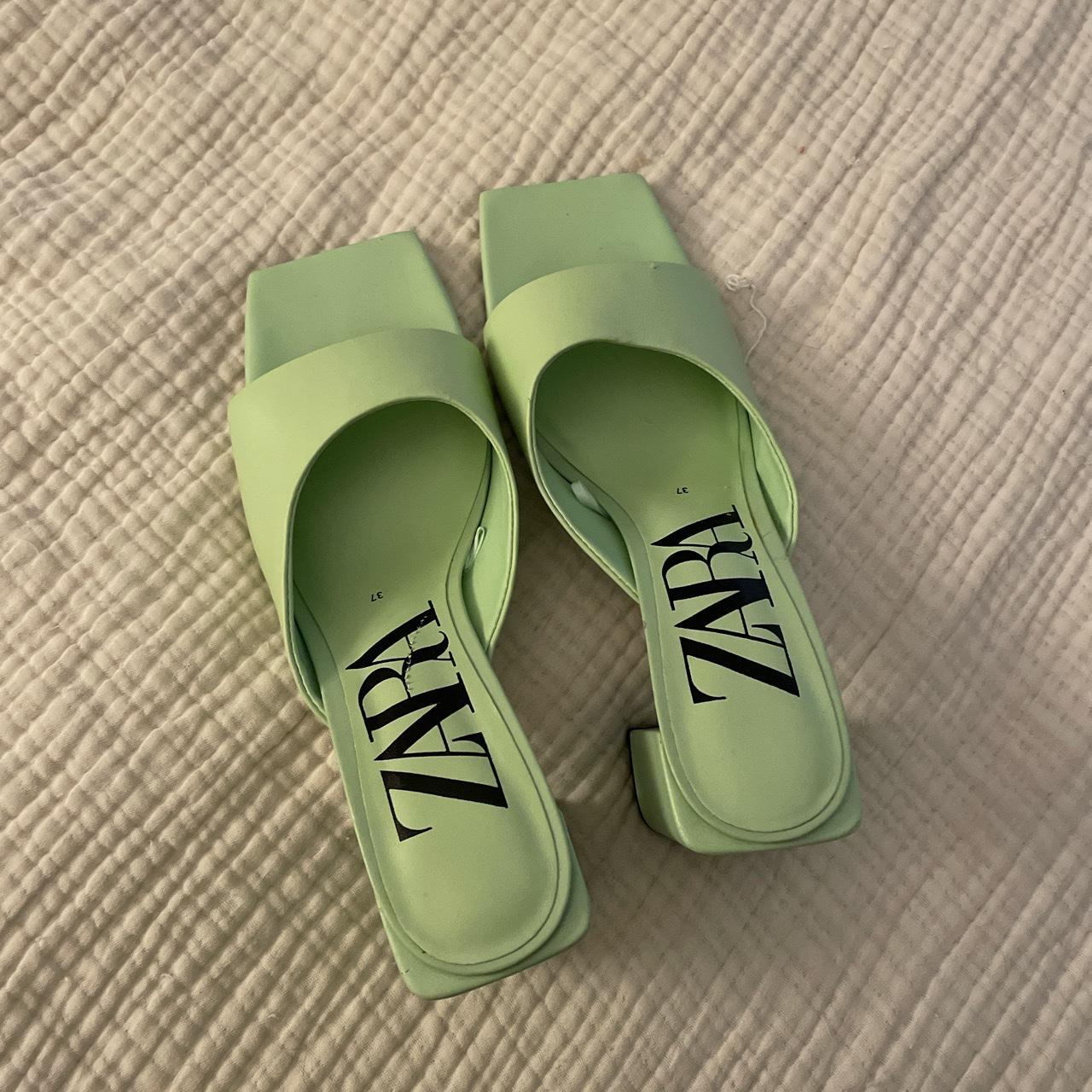 ZARA GREEN HEEL SANDALS Depop