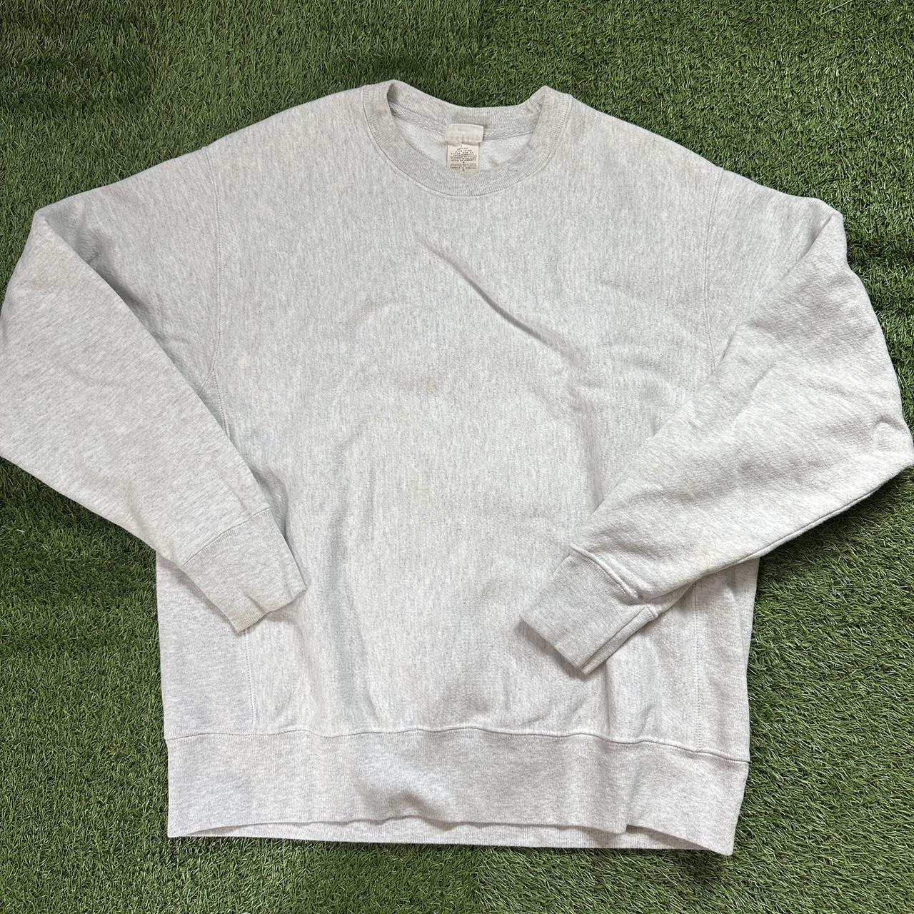 Champion Vintage Style Reverse Weave Grey Pullover... - Depop