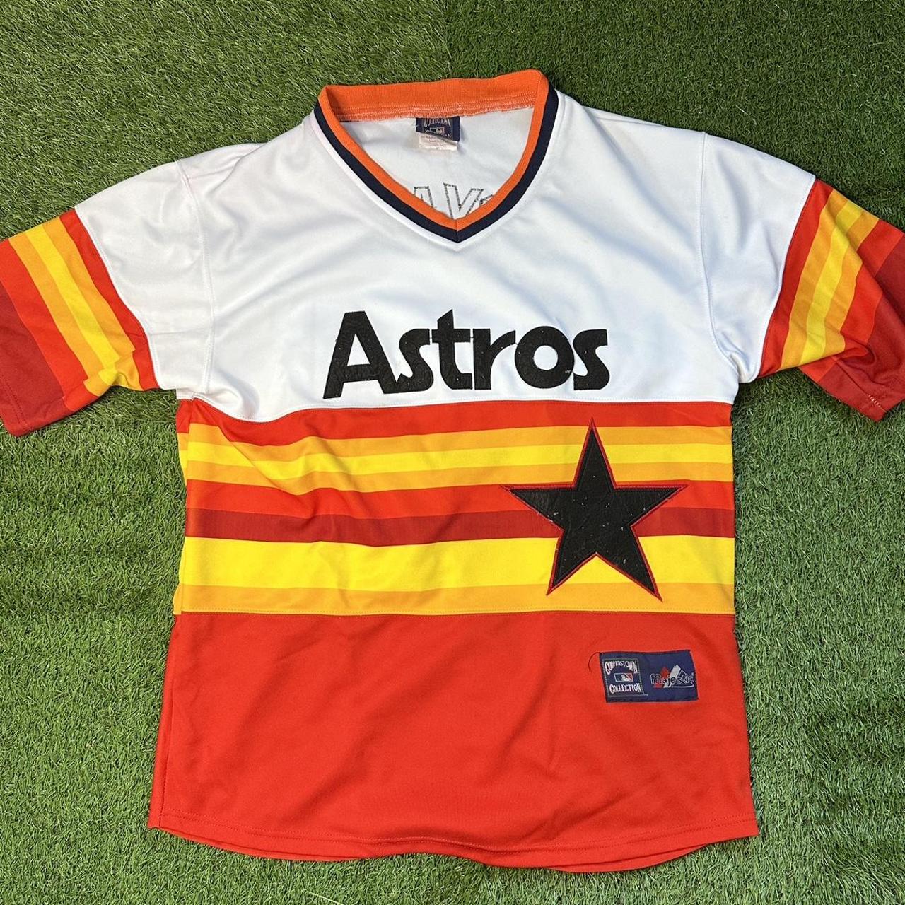 Vintage 80s Houston Astros Majestic Red Jersey Mens - Depop