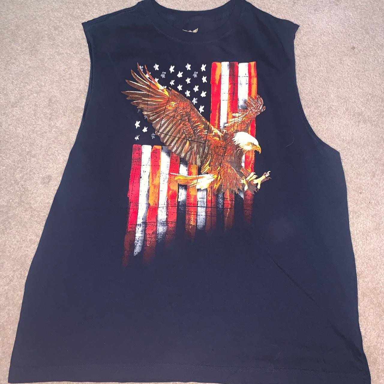 Faded Glory American Flag Bald eagle USA muscle tee... - Depop