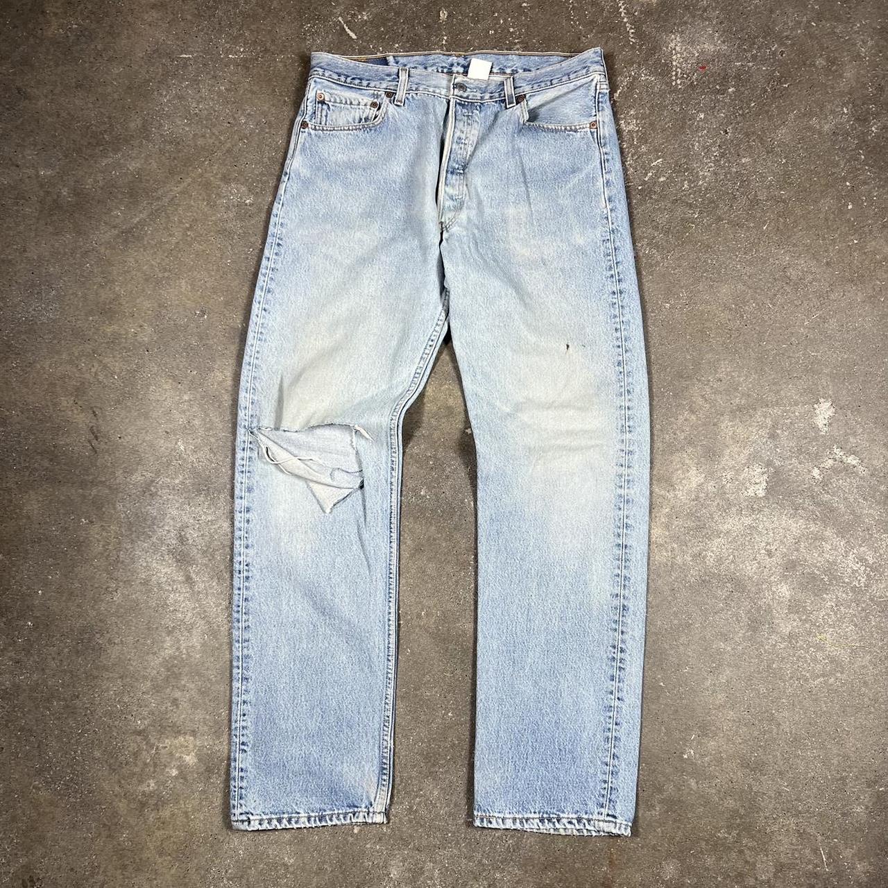 Vintage Crazy 90s Levi’s 501 Denim With Beautiful... - Depop