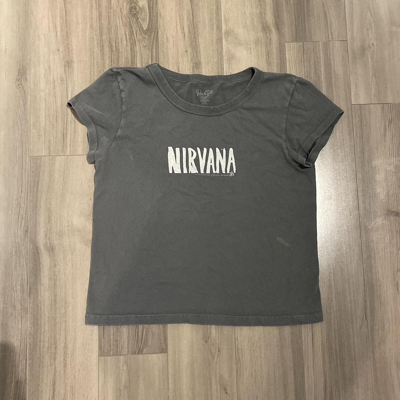 Brandy Melville Hailie Nirvana Baby Tee • gray •... Depop