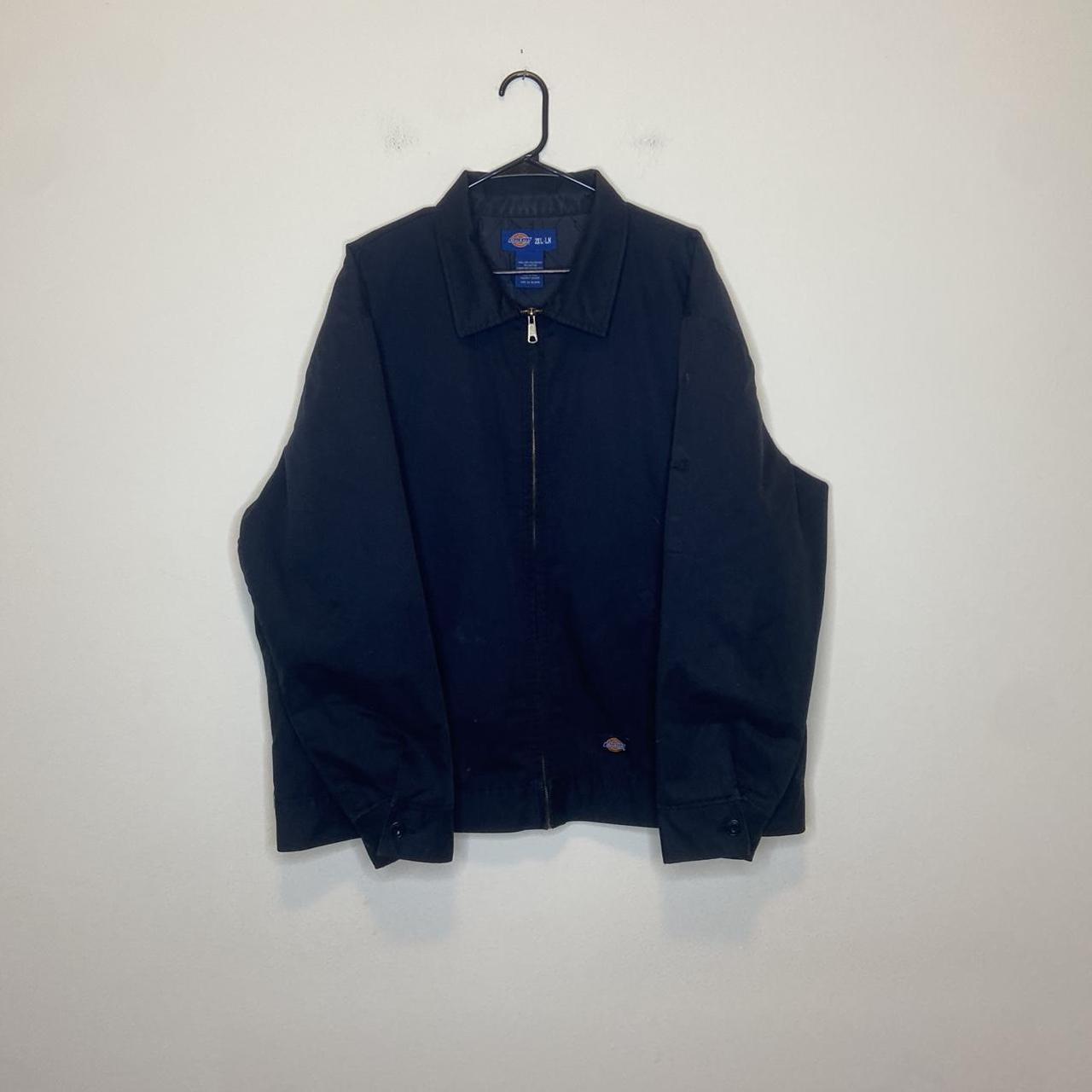 Dickies Dark Navy/Black Zip Up Collared Jacket... - Depop