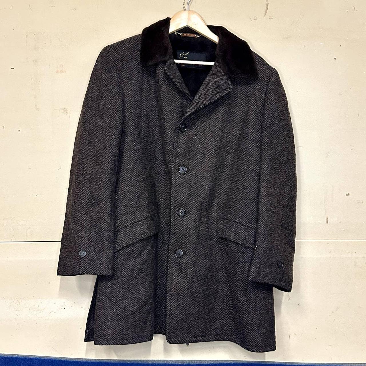 McGregor fur lined Wool coat Size:40 Chest:23.5... - Depop