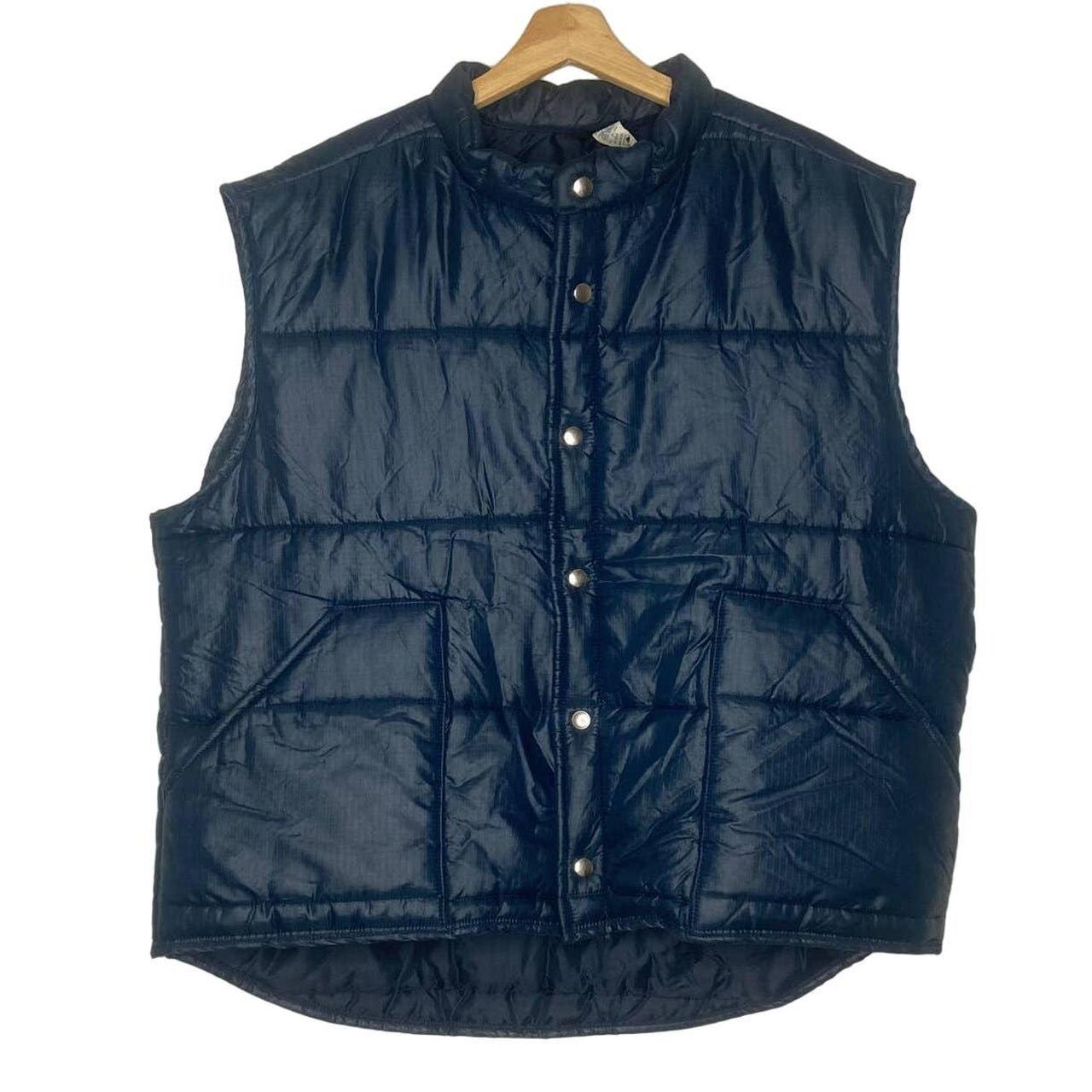 Vintage Navy Puffer Vest Condition is... - Depop