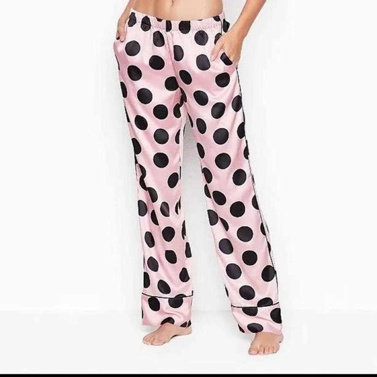 Victoria secret pink polka dot silk pj bottoms Depop