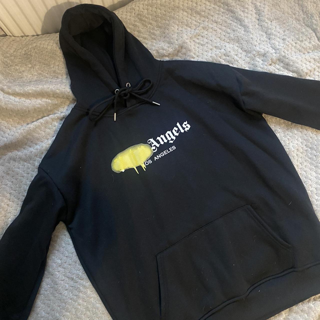 Palm Angels Women's Yellow and Black Hoodie Depop