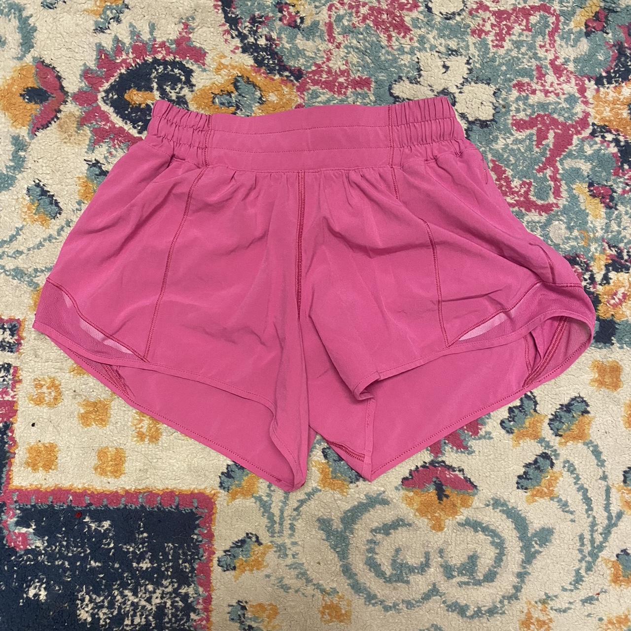 Sonic pink lululemon hotty hot shorts Size 4 Worn once - Depop