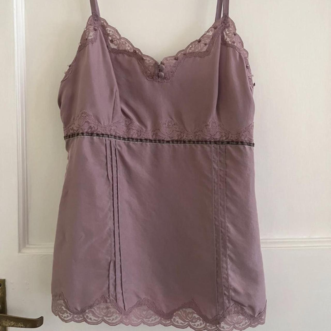 wallis purple lilac cami top satin type fabric, has... - Depop
