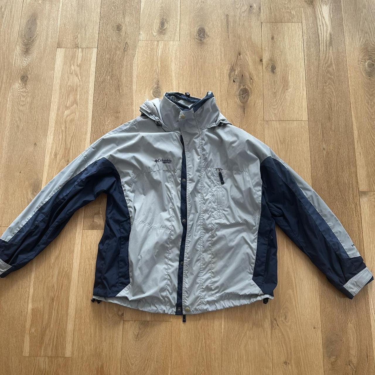 Columbia Jacket - Grey/Navy Condition: 7/10 Size:... - Depop