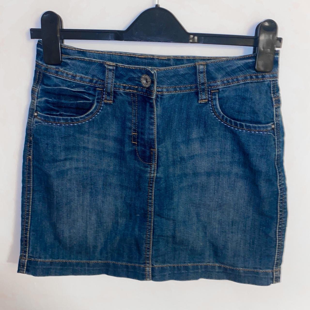 George blue denim mini skirt. Only worn twice. Very... - Depop