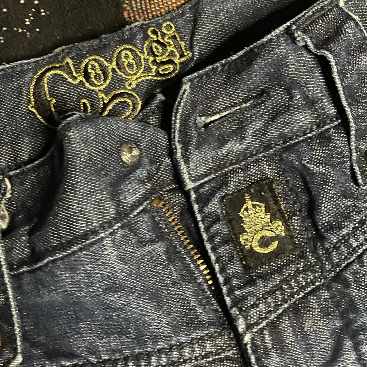 Y2K Gold Coogi Embroidered Jean Shorts Vintage Baggy... - Depop