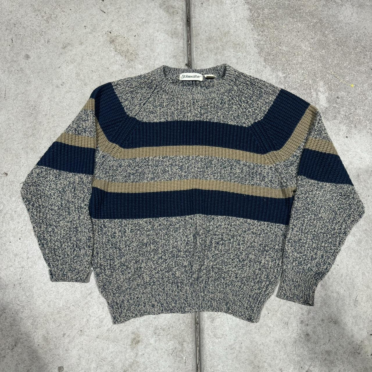 Brown Navy St Johns Knit Sweater Cozy comfy y2k Depop