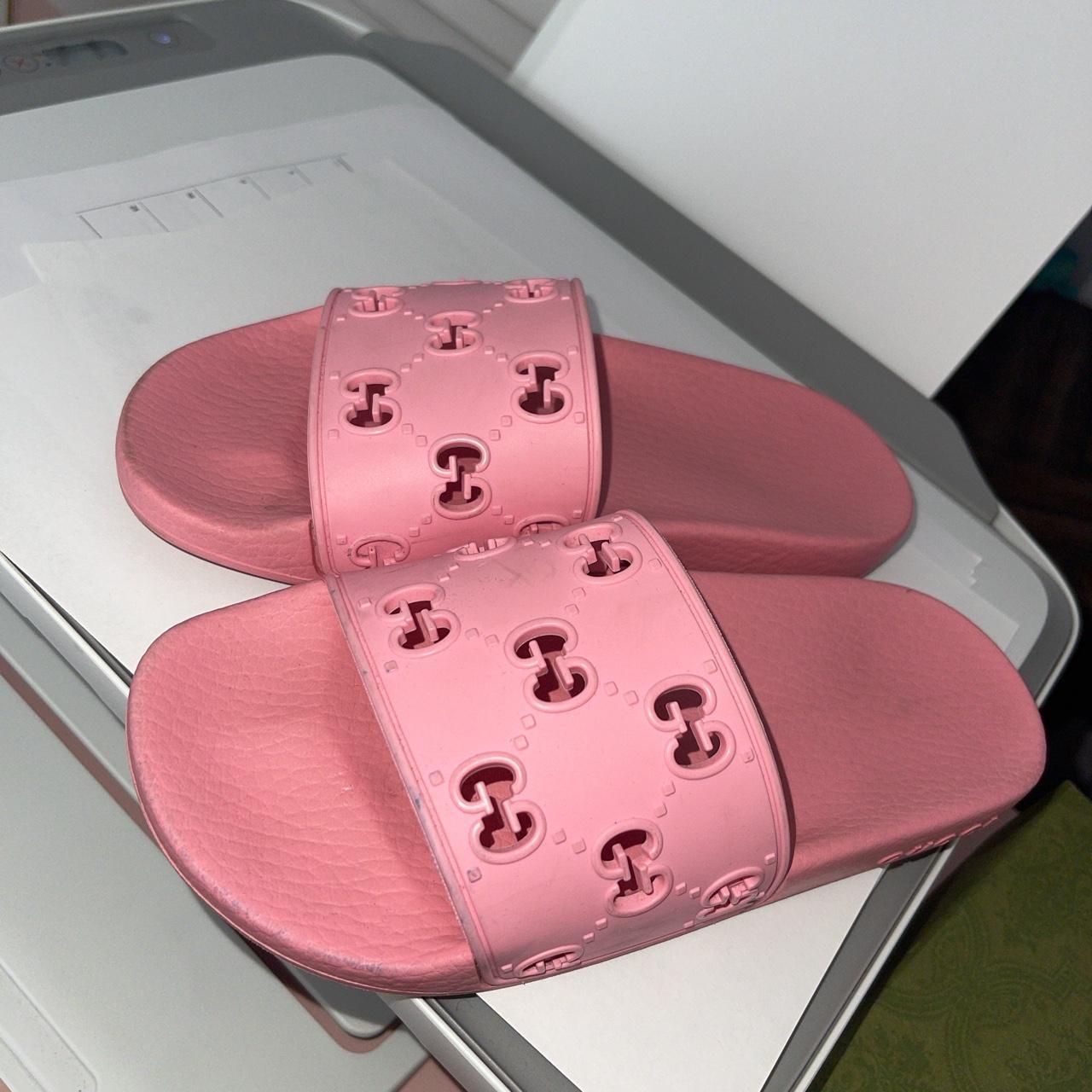 authentic used baby pink Gucci slides with original... - Depop
