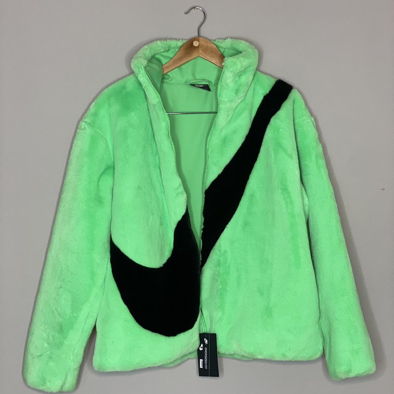nike green faux fur jacket