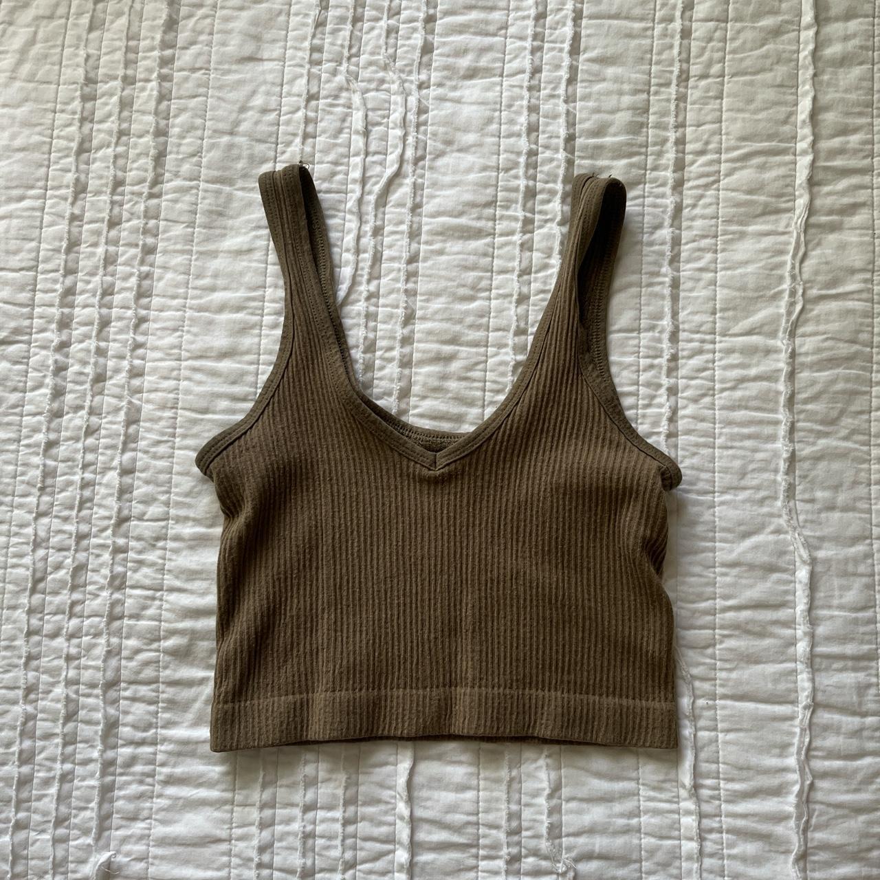 Urban Outfitter Green V Neck Tank Top Small Oil Depop