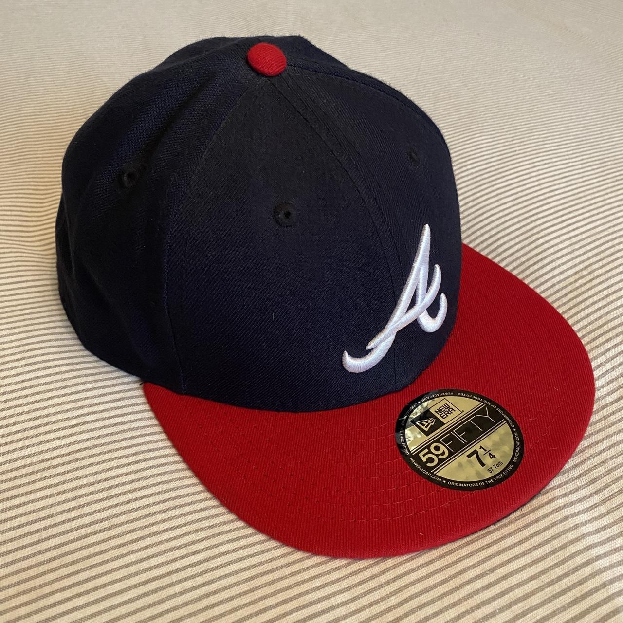 New Era Atlanta Braves Fitted Hat Size 7 3/8 or 58.7cm - Depop