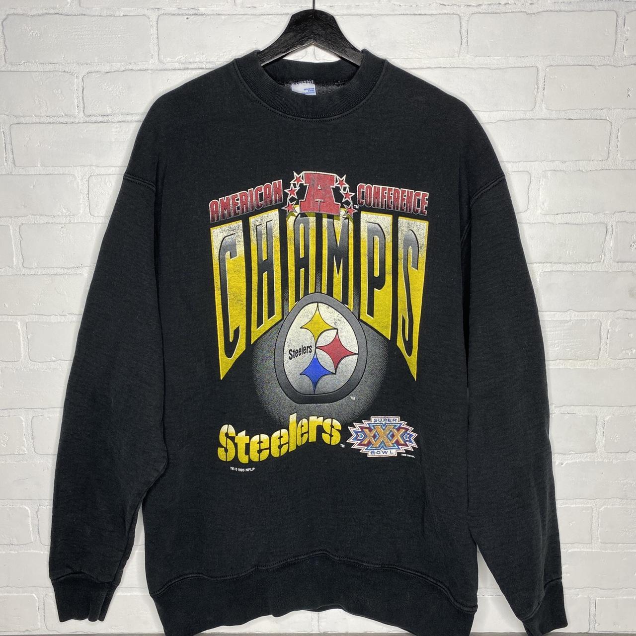 Vintage 90s Steelers Crewneck Sweatshirt Super Bowl - Depop