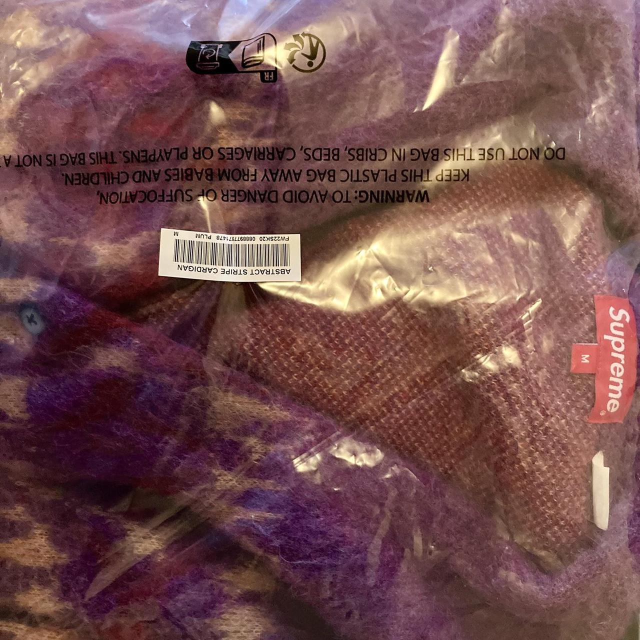 Supreme Abstract Stripe Mohair Cardigan Plum , Size...