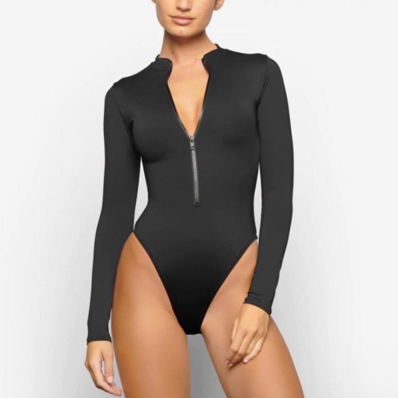 NEW !! SKIMS Swim Zip Front Long Sleeve One piece