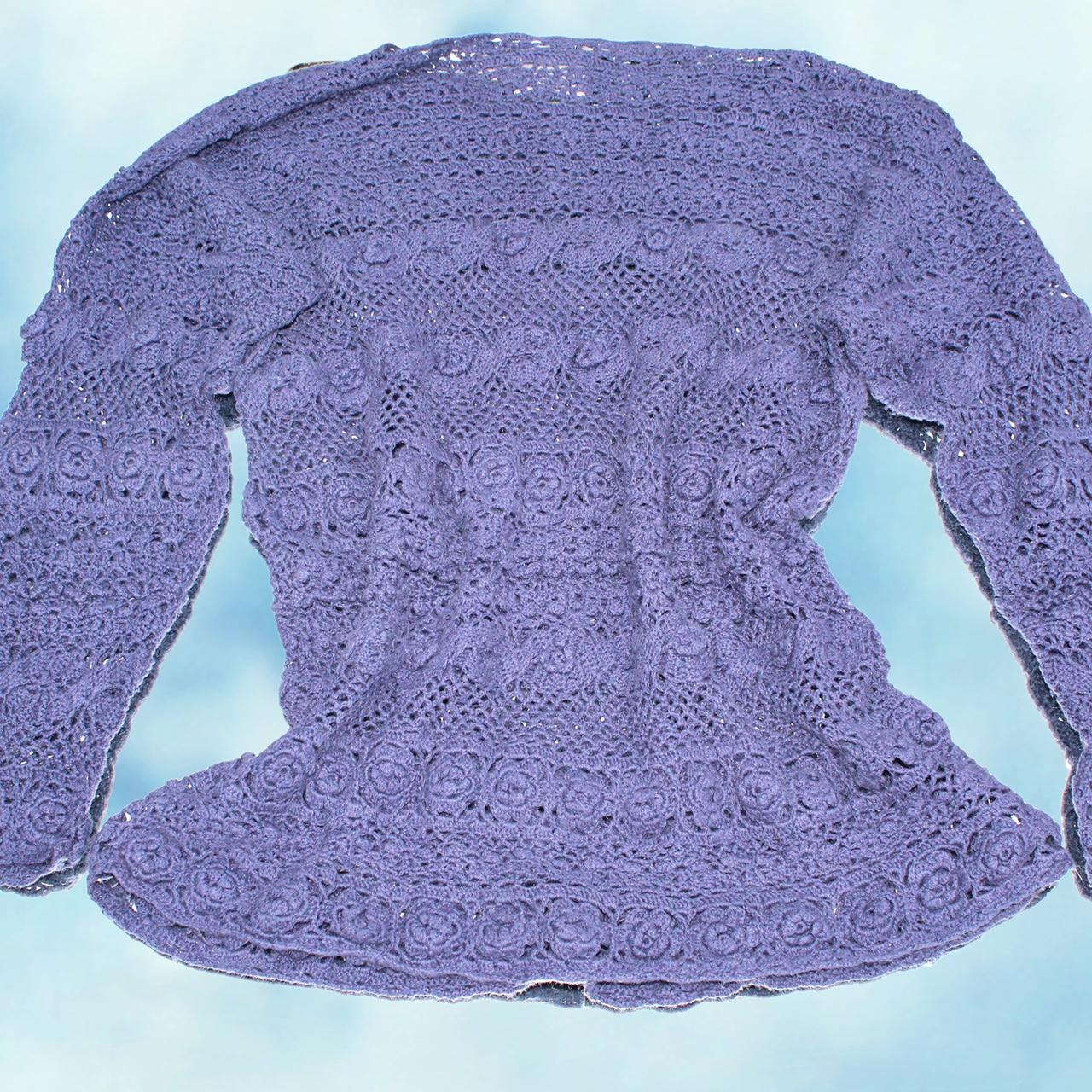 Dark blue, oversized, crochet sweater. Prettiest,... - Depop