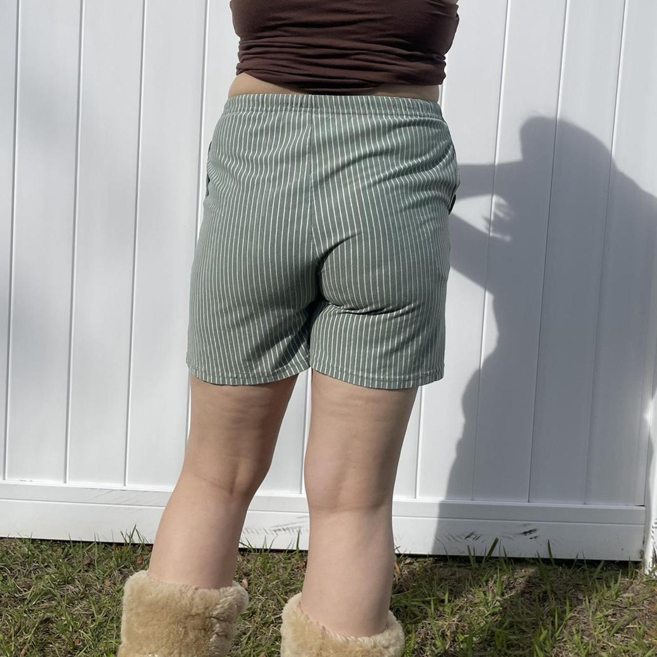 Sage Green Striped Shorts by Area 2703 -this lovely... - Depop