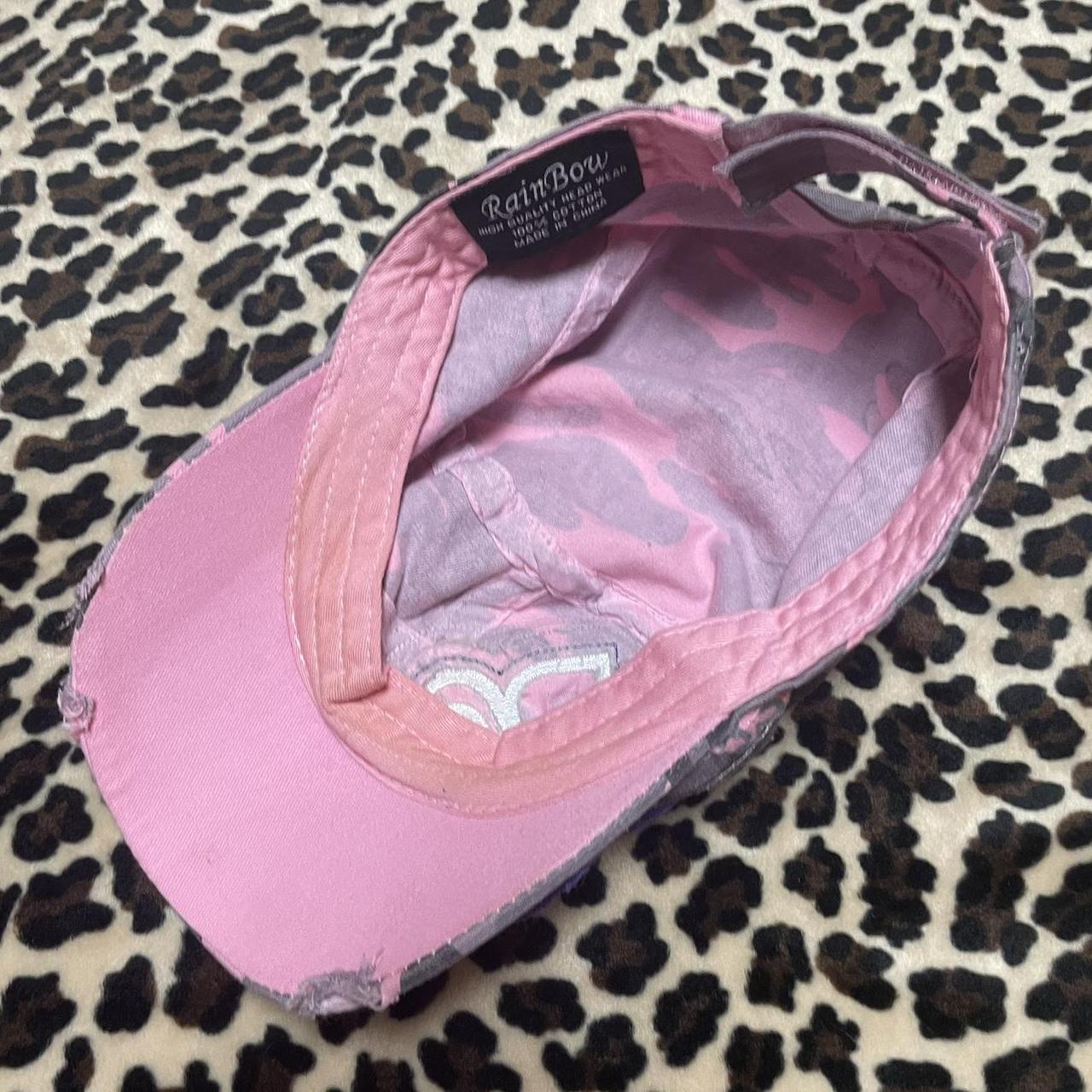 Shiny and Pink Camo Hat with Rhinestones y2k camo... Depop