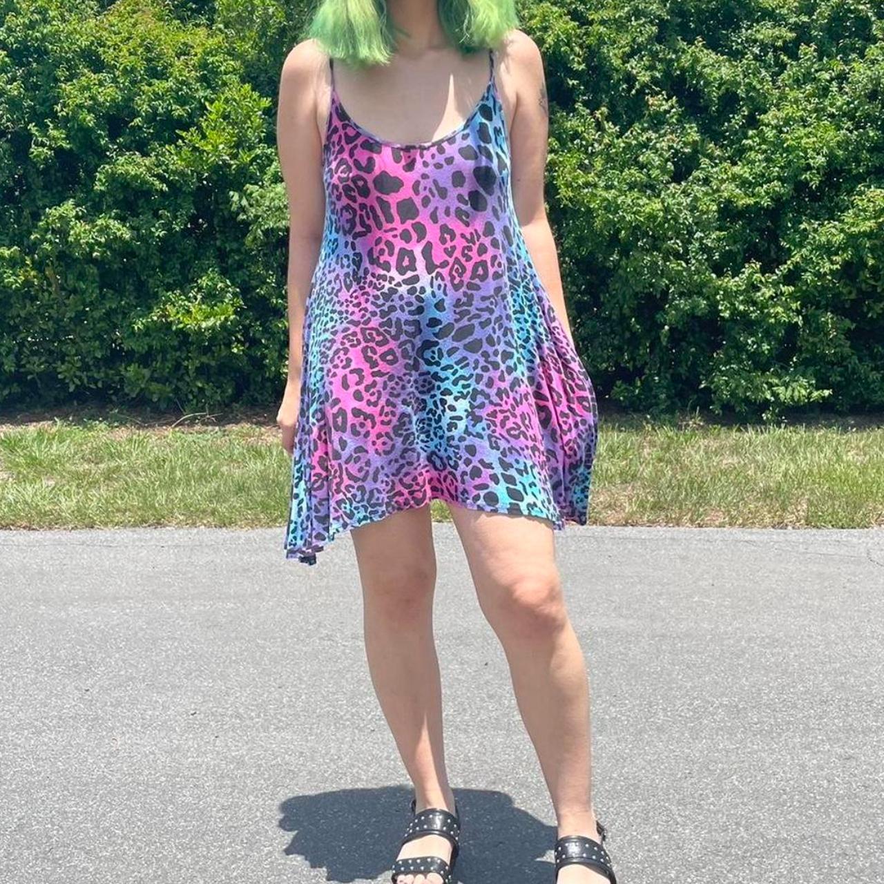 Cheetah Print Sundress string, spaghetti strap... Depop