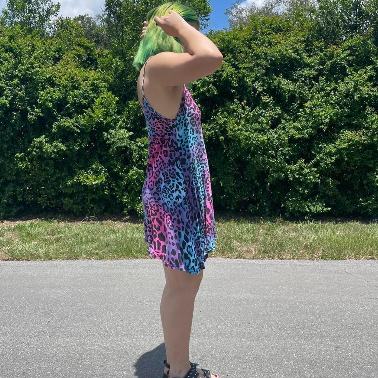 Cheetah Print Sundress string, spaghetti strap... Depop