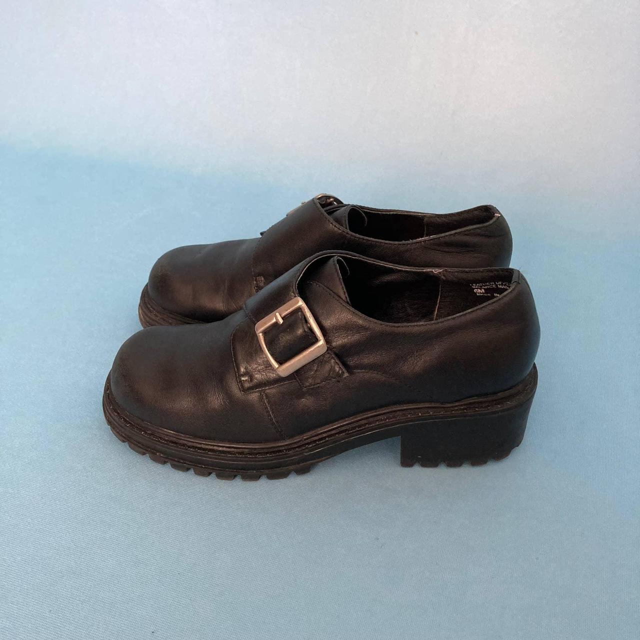 Chunky Black Dockers shoes with adjustable buckle... - Depop