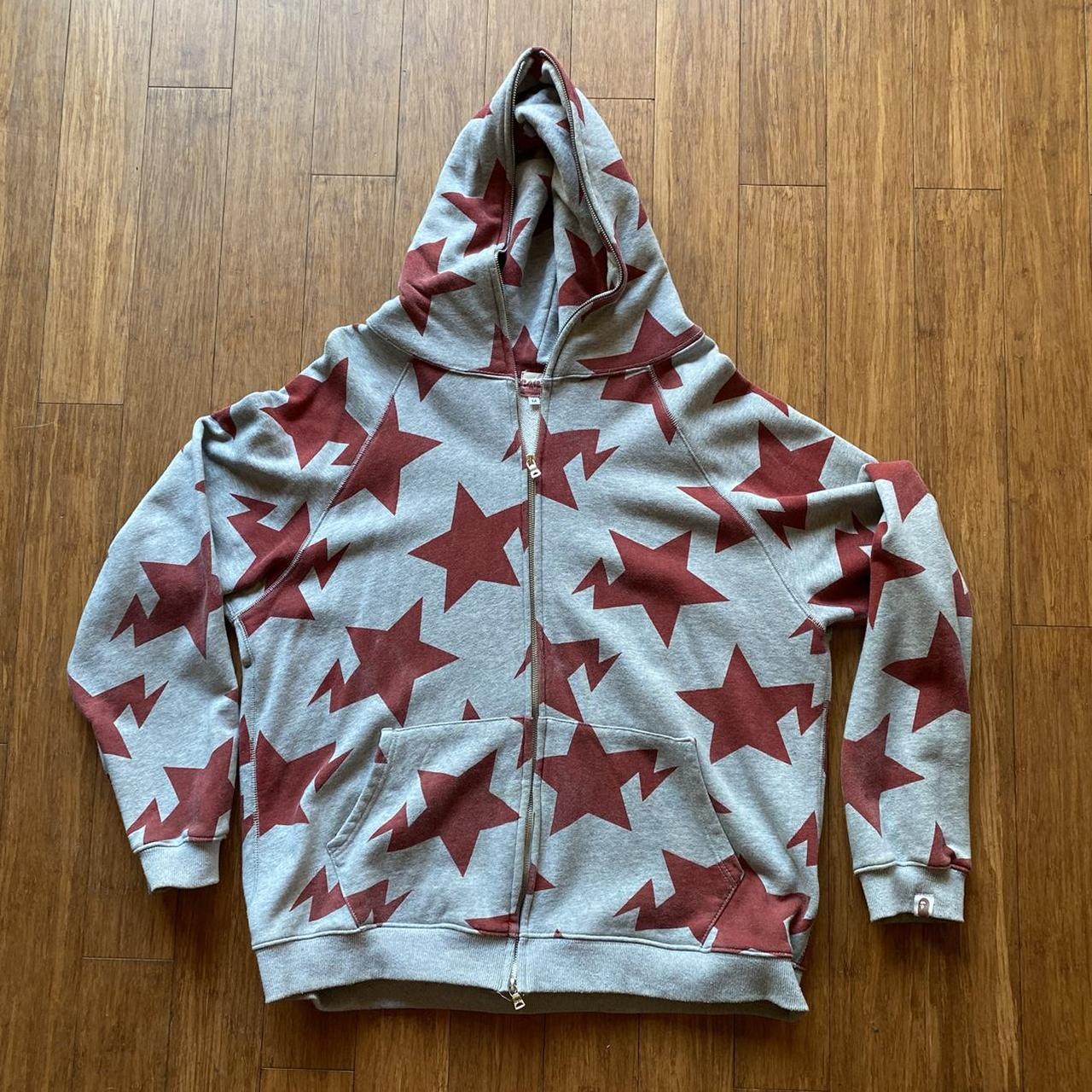 Vintage Oversized Bape Star Full Zip up Hoodie Size M - Depop