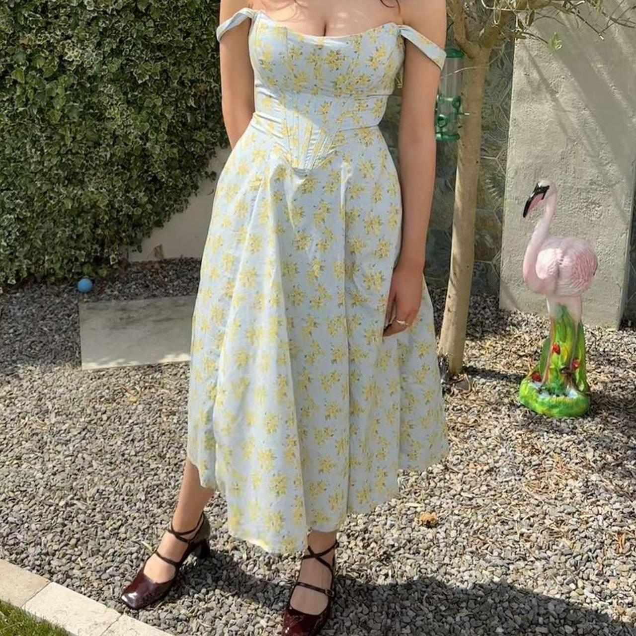 House of CB Saira Dress, Blue floral midi dress