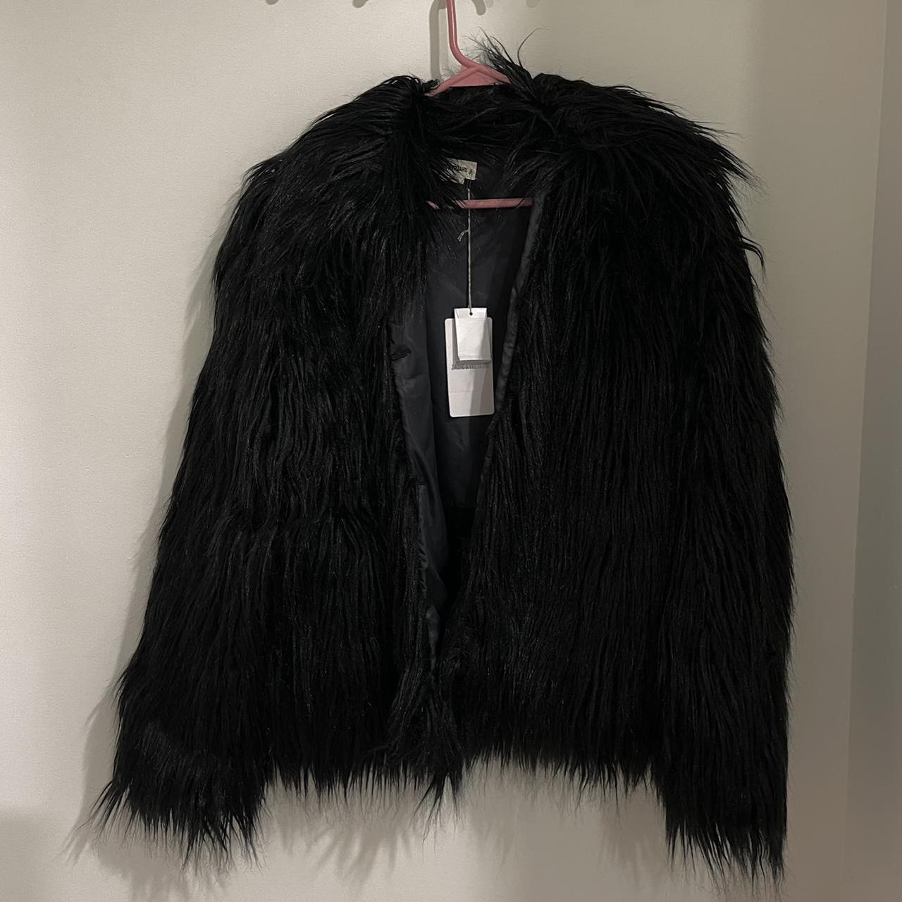 Zadig & Voltaire shaggy black faux fur... - Depop