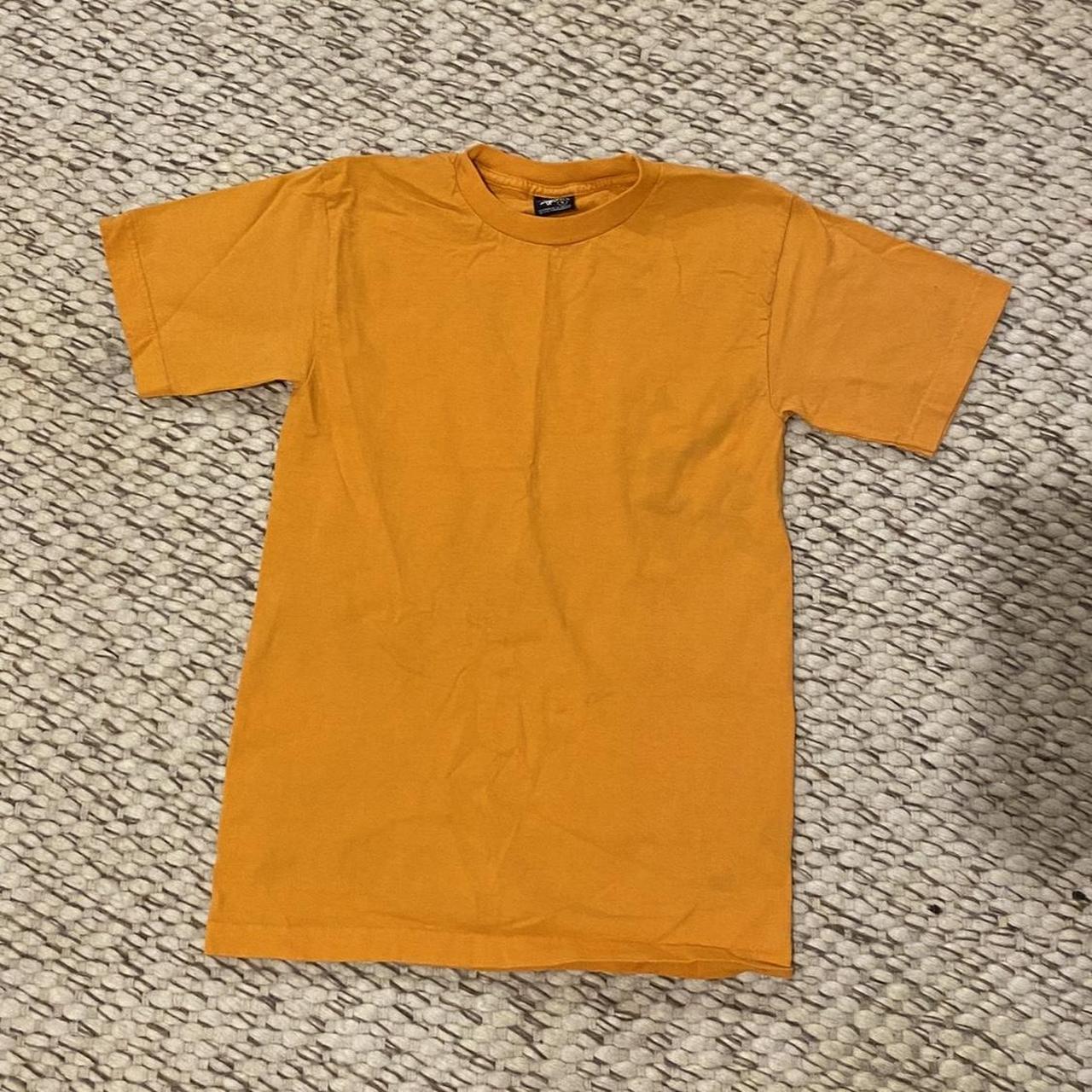 y2k vintage stussy blank orange tshirt size... - Depop