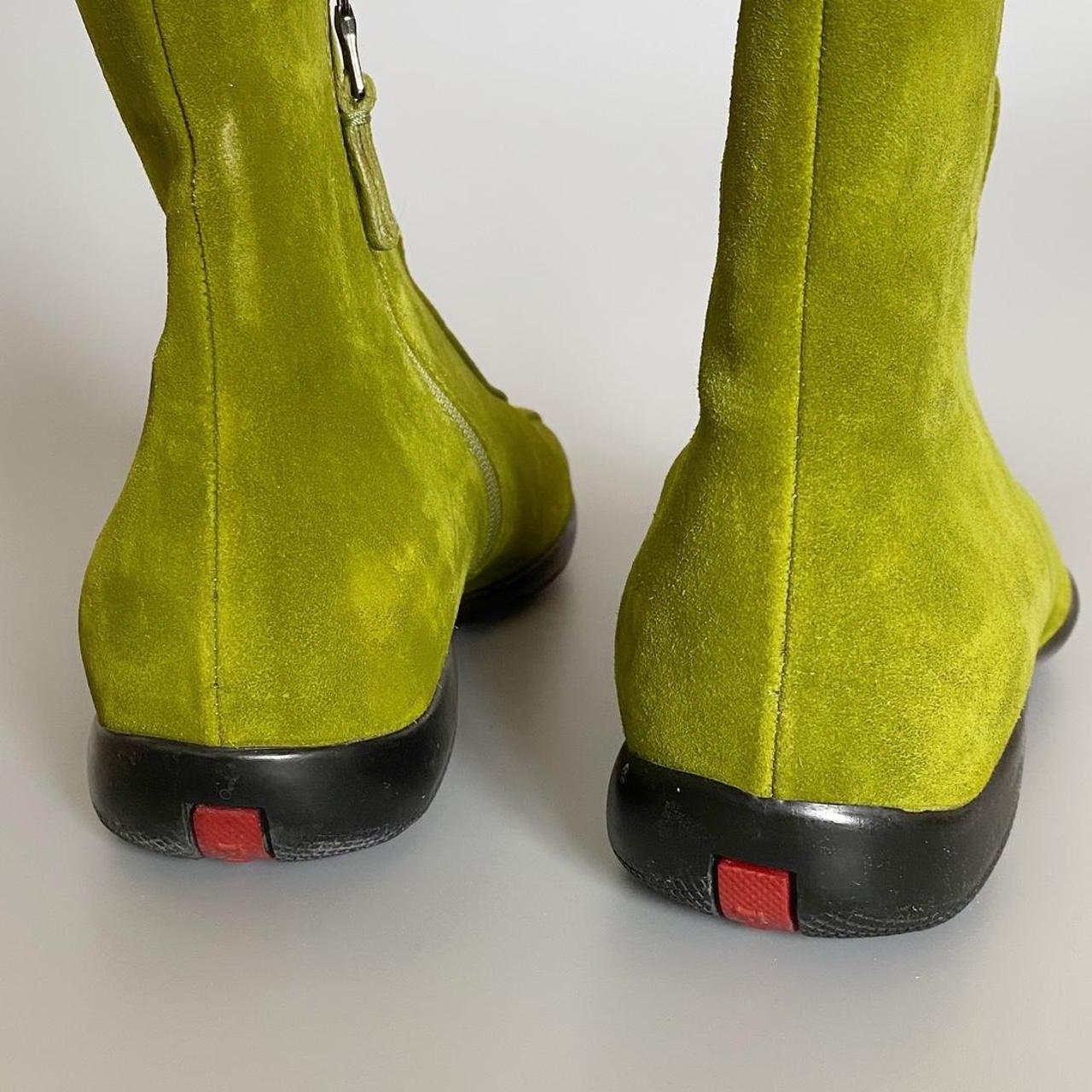 Prada: Green Rubber Ankle Boots