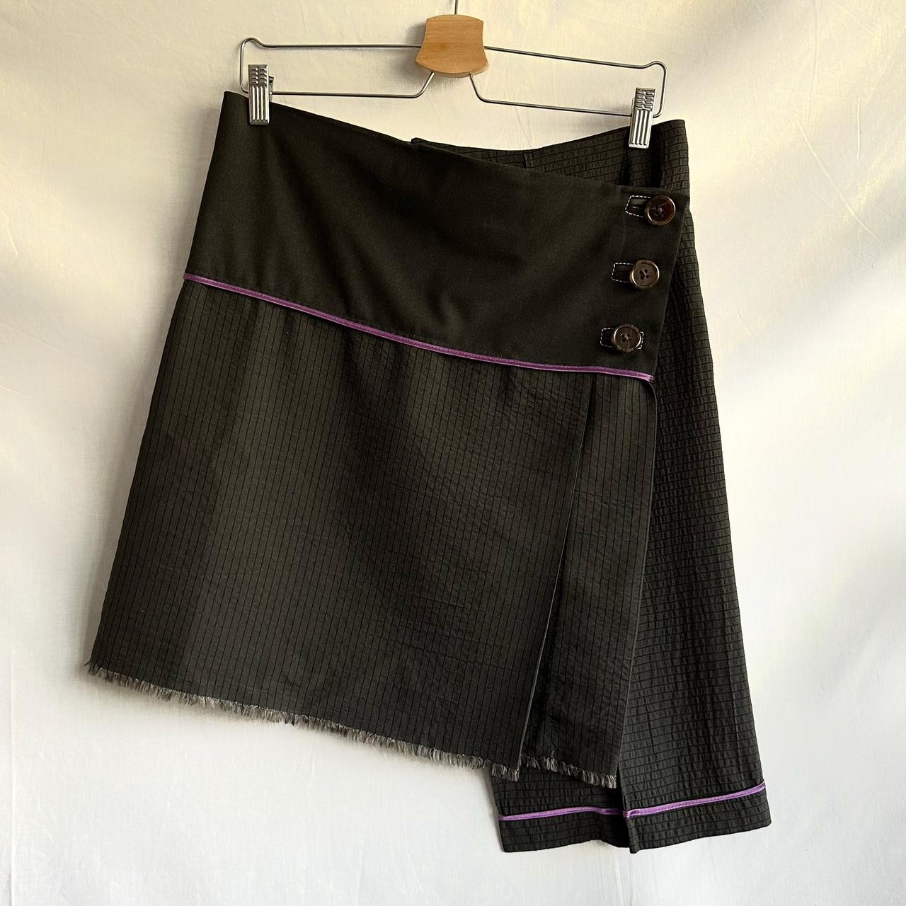 Vintage Cop Copine Asymmetrical Wrap Up Skirt Dark Depop