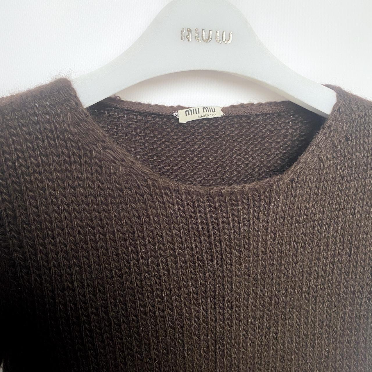 miu miu knitted short-sleeve top brown wool | Depop