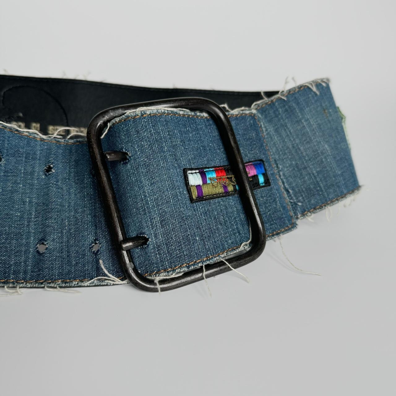 diesel vintage wide belt denim&black Depop